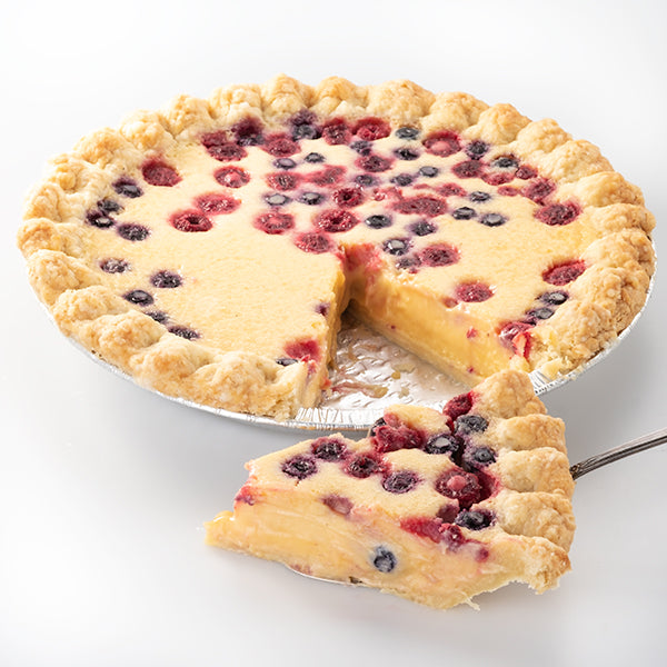 Lemon Buttermilk Pie with Berries